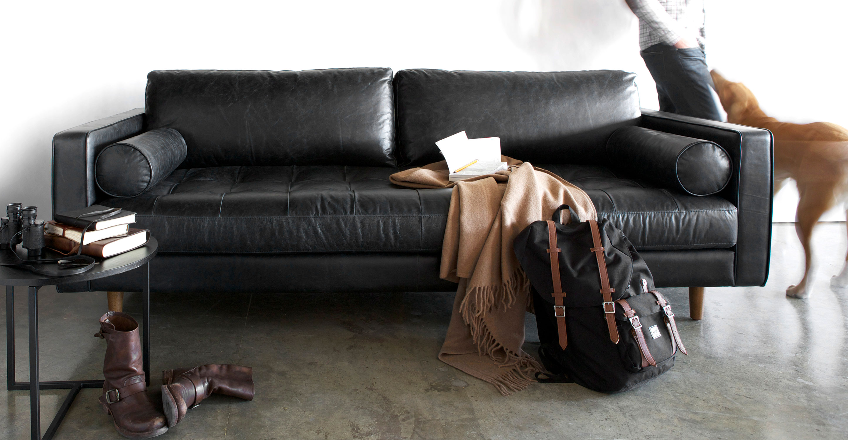 Sven Oxford Black Sofa Sofas Article Modern, MidCentury and