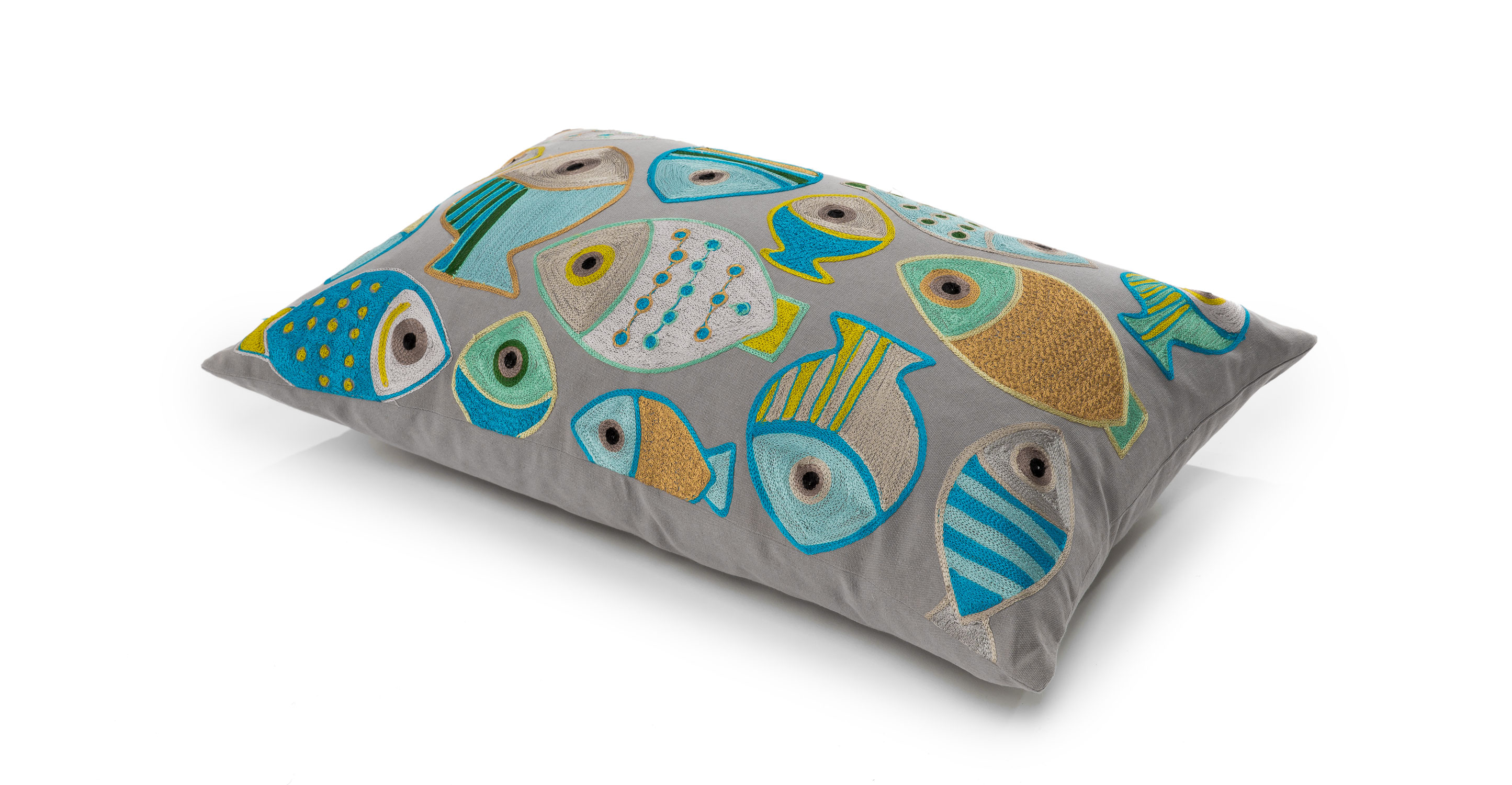 Fashion Fish BlueGreen 16" x 26" Pillow Pillows Article Modern